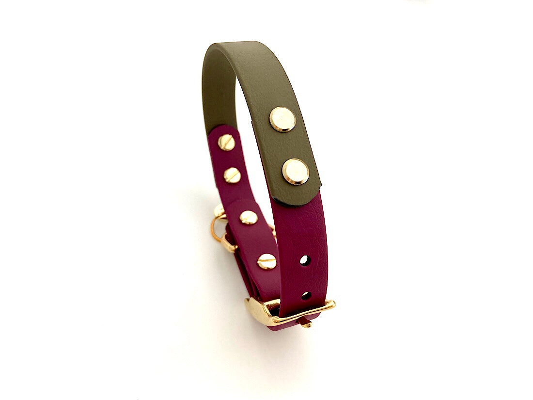 Design Charly - olive meets wine red (Biothane Kollektion)